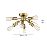 9-Head Vintage Metal Semi Flush Mount Ceiling Light Living Room Dining Room Lighting Gold Finish - heparts