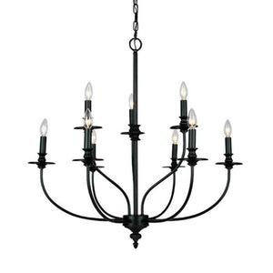 9-Lights Candle Retro Iron Multi-Head Chandelier Pendant Lights E12/E14 - heparts