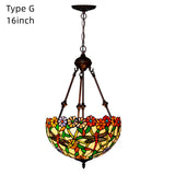 16 Inch Vintage Tiffany Stained Glass Vintage Pendant Light Art Chandelier Uplights