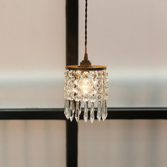 Brass Vintage Crystal Chandelier Handmade Shell Wind Bell Bar Island  Pendant Lighting