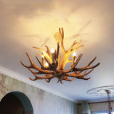 Antlers 6-Light Chandelier Ambient Light Resin Handmade Warm White - heparts