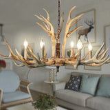 Antlers 6-Light Chandelier Ambient Light Resin Handmade Warm White - heparts