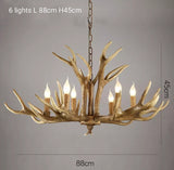 Antlers 6-Light Chandelier Ambient Light Resin Handmade Warm White - heparts