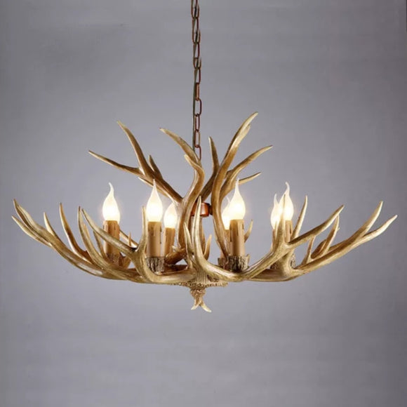 Antlers 8-Light Chandelier Ambient Light Resin Handmade Warm White - heparts