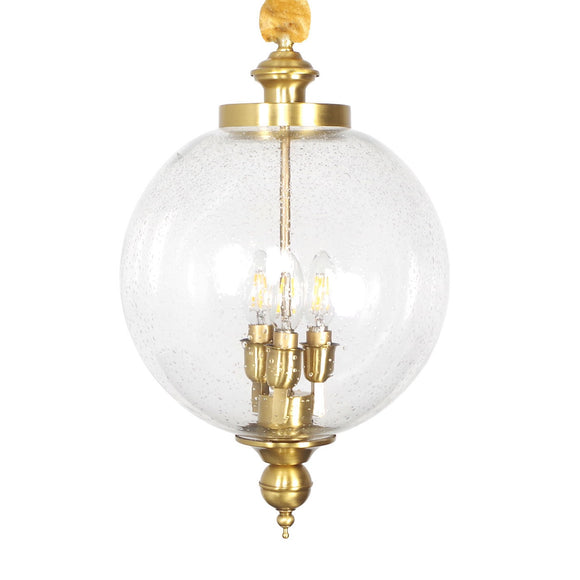 Brass Chandelier Clear Ball Glass Ambient Light 3-Light Living Room candle Style E12/E14 W300*H500 - heparts