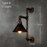 1-Light Loft Vintage Water Pipe Wall Lamp Bar Restaurant Iron Industrial Style E26E27 Edison Bulbs Retro Wall Sconce Lamp