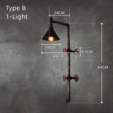 1-Light Loft Vintage Water Pipe Wall Lamp Bar Restaurant Iron Industrial Style E26E27 Edison Bulbs Retro Wall Sconce Lamp