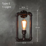 1-Light Loft Vintage Water Pipe Wall Lamp Bar Restaurant Iron Industrial Style E26E27 Edison Bulbs Retro Wall Sconce Lamp