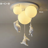 Cartoon Bear Ceiling Lamp for Children's Bedroom Lamps Boy Girl Balloon Lights