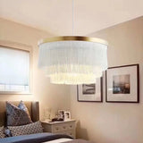 Instagram Cloth art D420mm Tassel lamp Pendant Light Luxury Chandelier E26/E27 LED simplicity - heparts