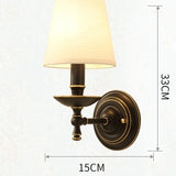 Cloth lampshade Solid Brass Sconce Wall Lights Vanity Lighting Mid Century Sconce Bedroom - heparts