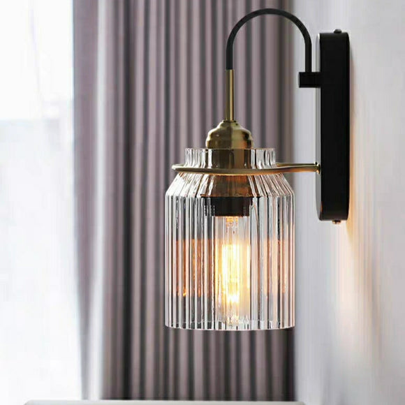 Corrugated Glass Metal Wall Lamps & Sconces Light Bedside Edison bulb E26/E27
