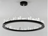 Crystal Circular Empiret Pendant Light Chandelier Ambient Light Painted Finishes Aluminum Crystal - heparts