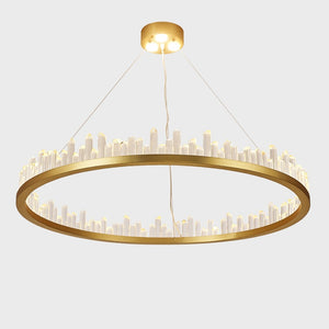 Crystal Circular Empiret Pendant Light Chandelier Ambient Light Painted Finishes Aluminum Crystal - heparts