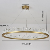 Crystal Circular Empiret Pendant Light Chandelier Ambient Light Painted Finishes Aluminum Crystal - heparts