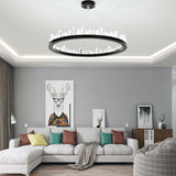 Crystal Circular Empiret Pendant Light Chandelier Ambient Light Painted Finishes Aluminum Crystal - heparts