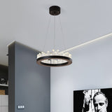 Crystal Circular Empiret Pendant Light Chandelier Ambient Light Painted Finishes Aluminum Crystal - heparts
