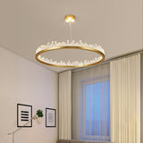 Crystal Circular Empiret Pendant Light Chandelier Ambient Light Painted Finishes Aluminum Crystal - heparts