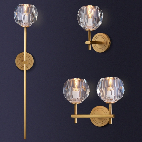 Crystal Solid Brass Sconce Wall Lights Bathroom Lights Vanity Lighting Mid Century Sconce - heparts