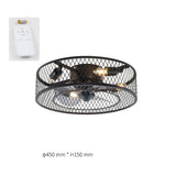 D45cm Caged Ceiling Fan with Lights, 4-Light Low Profile Fans Ceiling with Lights Remote Control