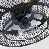 D45cm Caged Ceiling Fan with Lights, 4-Light Low Profile Fans Ceiling with Lights Remote Control