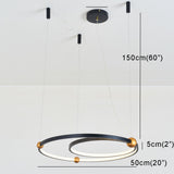 New 2-Lights Circular Pendant Light Chandelier Lighting Ambient Light - LED Dimmable Remote Control - heparts