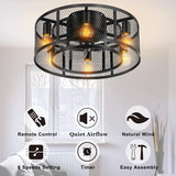 D50cm Caged Ceiling Fan with Lights, 6-Light Low Profile Fans Ceiling with Lights Remote Control