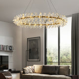 D60/100cm Ring Luxury Copper/Iron Crystal Chandelier Postmodern Living Room Pendant Light G4