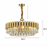 D60/80cm Luxury Iron Crystal Chandelier Postmodern Living Room Pendant Lighting E12/E14