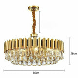 D60/80cm Luxury Iron Crystal Chandelier Postmodern Living Room Pendant Lighting E12/E14