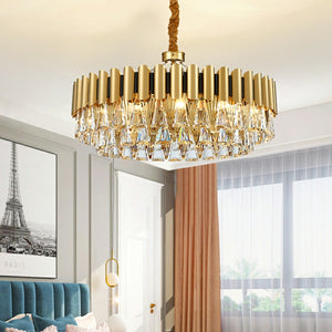 D60/80cm Luxury Iron Crystal Chandelier Postmodern Living Room Pendant Lighting E12/E14