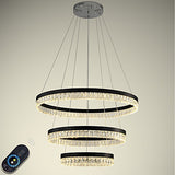 1-3 Lights Circular Crystal Chandelier Ambient Light Electroplated Painted Finishes Metal Crystal Adjustable Dimmable with Remote Control - heparts