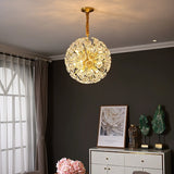 Dandelion Gypsophila Pure Brass Crystal Chandelier Pendant Lighting Living Room G9