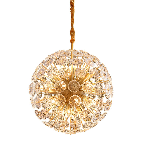 Dandelion Gypsophila Pure Brass Crystal Chandelier Pendant Lighting Living Room G9