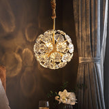 Dandelion Gypsophila Pure Brass Crystal Chandelier Pendant Lighting Living Room G9