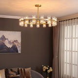 Double Ring Pure Brass Crystal Chandelier Pendant Lighting Living Room G4