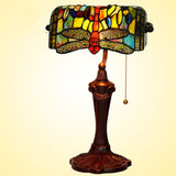 Dragonfly Tiffany Table Lamps Vintage Stained Glass -Home Decor D10H14 Inch - heparts