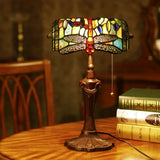 Dragonfly Tiffany Table Lamps Vintage Stained Glass -Home Decor D10H14 Inch - heparts