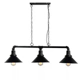 Farmhouse Linear Metal Water Pipe Vintage Three Shade Island Light  Pendant Chandelier Industrial Kitchen