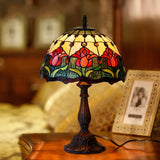 Flowers Tiffany Table Lamps Vintage Stained Glass -Home Decor D12H19 Inch - heparts