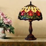 Flowers Tiffany Table Lamps Vintage Stained Glass -Home Decor D12H19 Inch - heparts