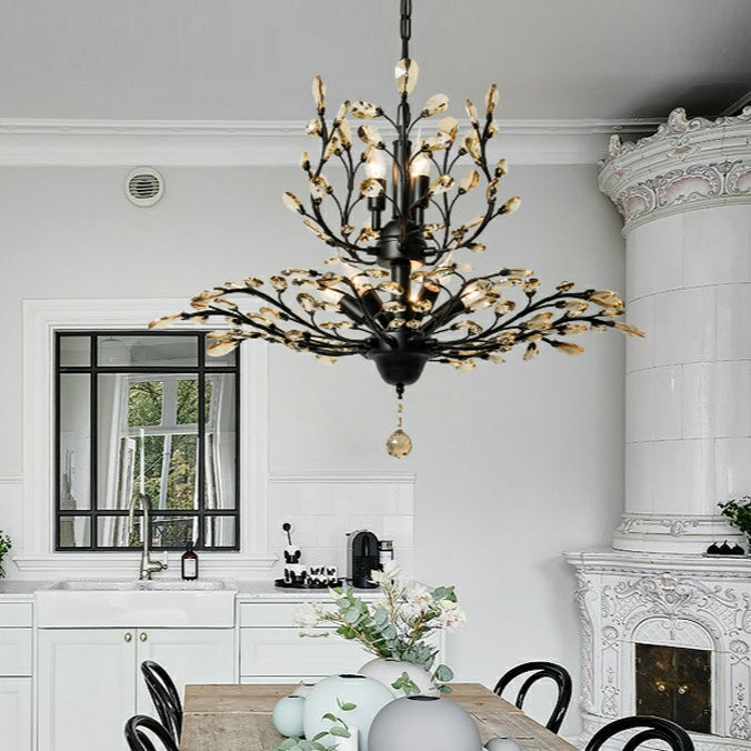 8 Lights Classic Crystal Pendant Light Retro Chandelier Living Bed Dining Room Retro Lamp