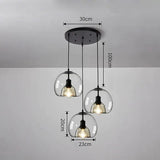 Mini Artistic Double Glass Chandelier Pendant Lighting Chandelier Modern Lamps with Adjustable Cord for Bedroom Dining Room Restaurant
