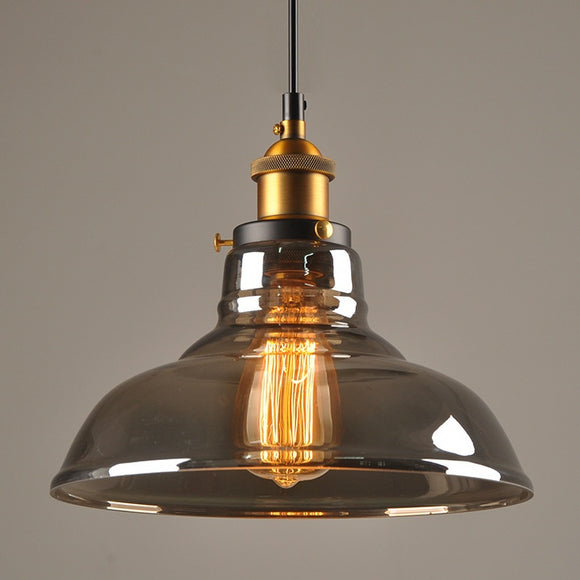 Smokey Gray Glass Pendant Light Down light Painted Finishes Mini Style E26 Edison Bulb - heparts