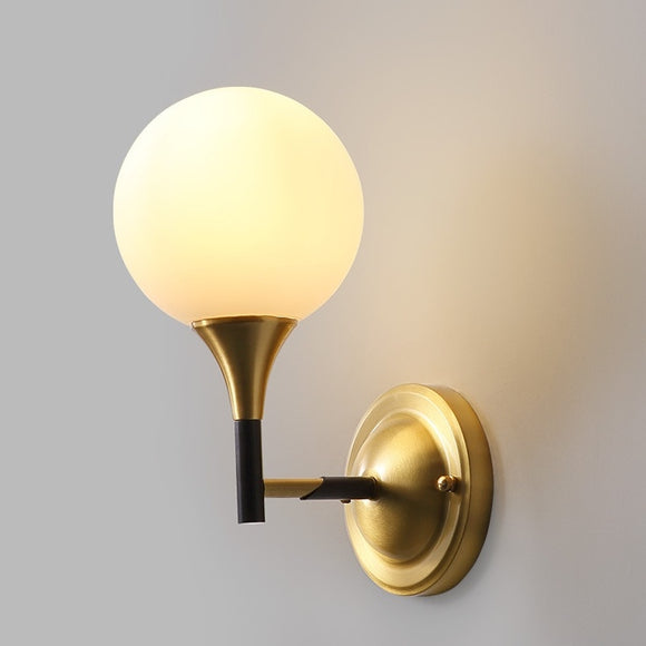 Glass ball Solid Brass Sconce Wall Lights Bathroom Lights Vanity Lighting Mid Century Sconce - heparts