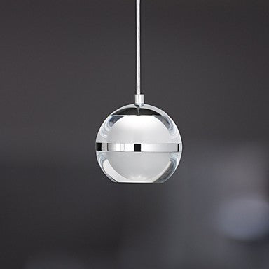 Globe Pendant Light Ambient Light Chrome Metal Acrylic LED