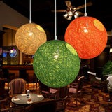 Colorful Lights Globe Winding Hemp String Cable Pendant Light E26/E27 - heparts