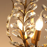 Golden Jade Leaves Classic 3-Lights UP Crystal Retro Chandelier Living Bed Dining Room Retro Lamp