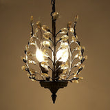 Golden Jade Leaves Classic 3-Lights UP Crystal Retro Chandelier Living Bed Dining Room Retro Lamp