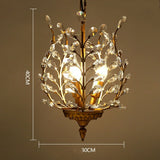 Golden Jade Leaves Classic 3-Lights UP Crystal Retro Chandelier Living Bed Dining Room Retro Lamp